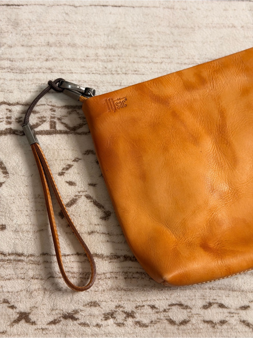 thor Tan Leather Wrist Toiletry Pouch